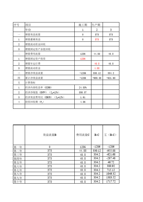 15、20年国民经济评价计算表