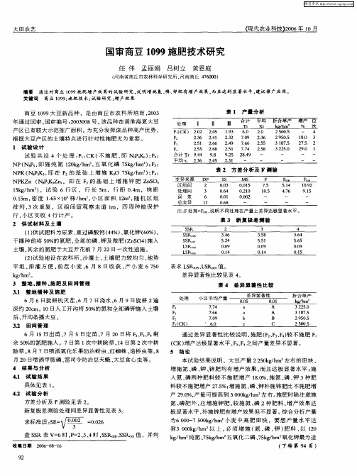 国审商豆1099施肥技术研究