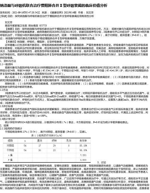 纳洛酮与呼吸机联合治疗慢阻肺合并Ⅱ型呼吸衰竭的临床价值分析