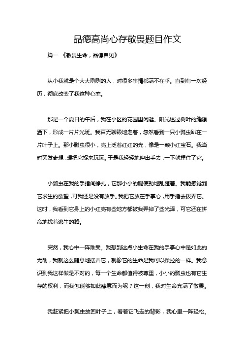 品德高尚心存敬畏题目作文