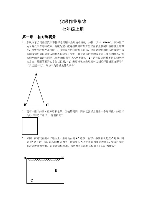 初一至初三数学实践作业集锦