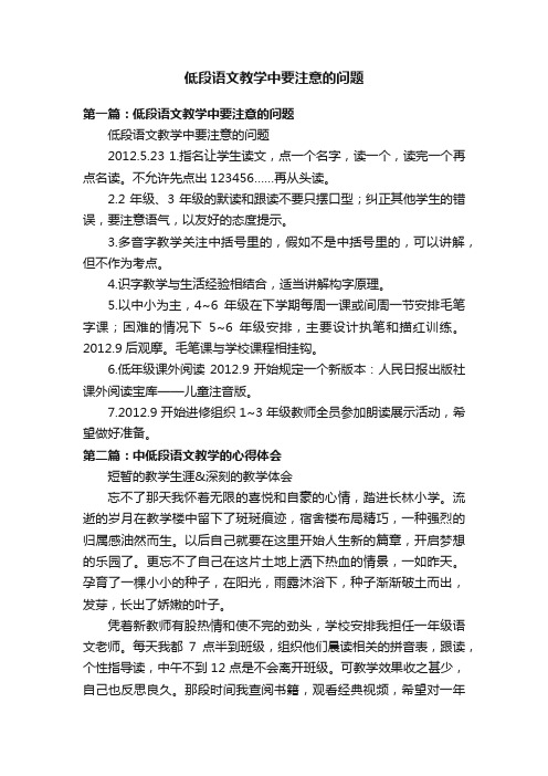 低段语文教学中要注意的问题