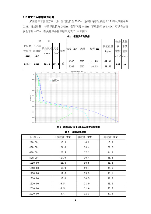 5.2套管下入摩擦阻力计算采用漂浮下套管方式，设计空气段长至...