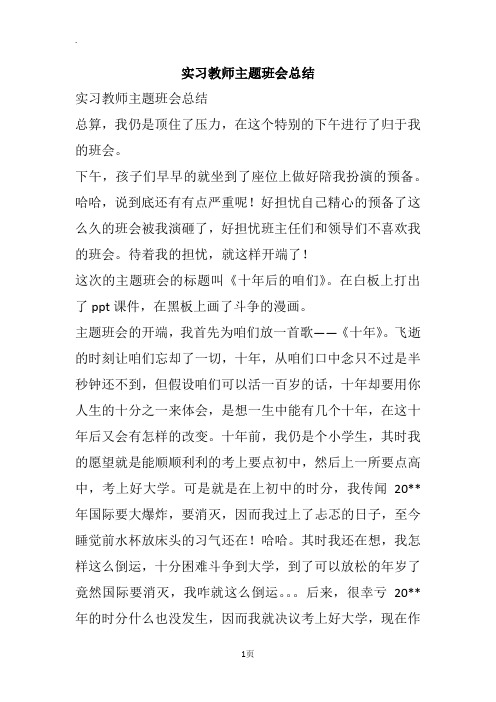 实习教师主题班会总结