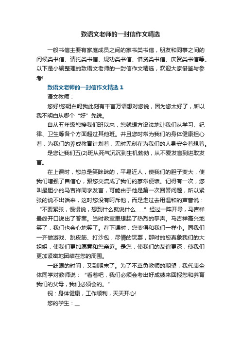 致语文老师的一封信作文精选5篇