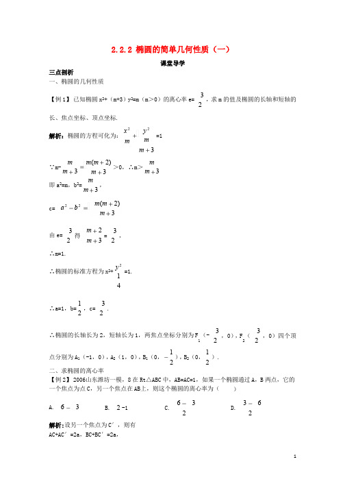高中数学第二章圆锥曲线与方程2.2.2椭圆的简单几何性质一课堂导学案新人教B版选修2_1201711093103