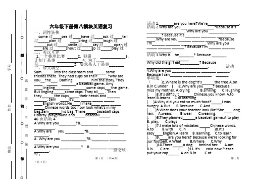 六年级下册第八模块英语复习