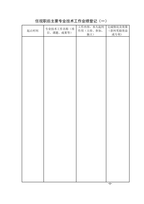 任现职后主要专业技术工作业绩登记(一)