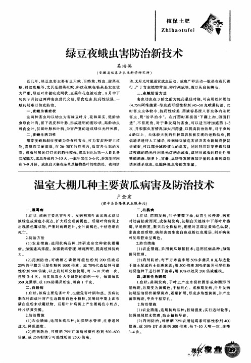 温室大棚几种主要黄瓜病害及防治技术