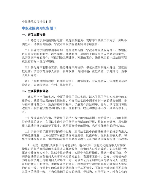 中级法院实习报告