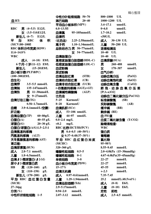 医学常用参考值