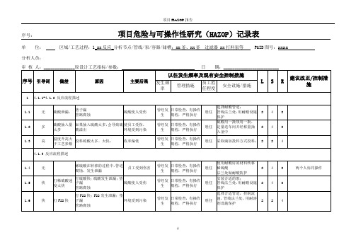 HAZOP分析 举例