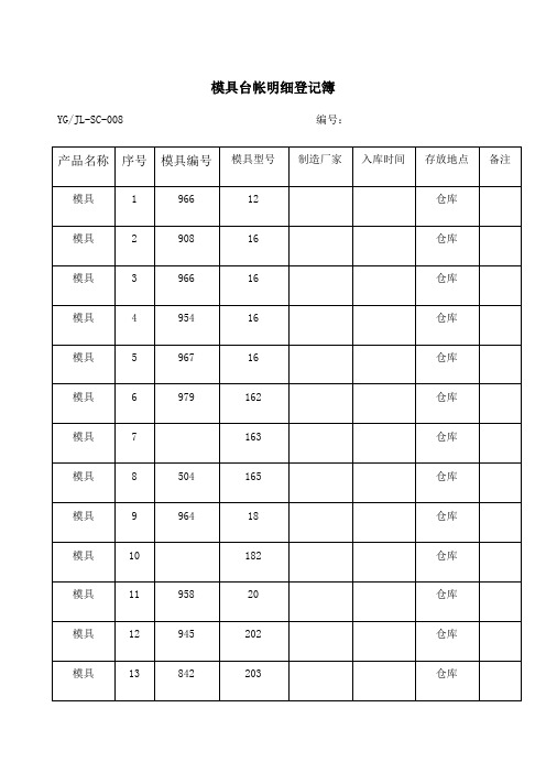 模具台帐记录表