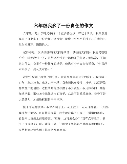 六年级我多了一份责任的作文