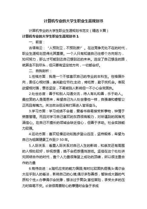 计算机专业的大学生职业生涯规划书