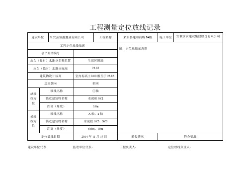 工程测量定位放线记录