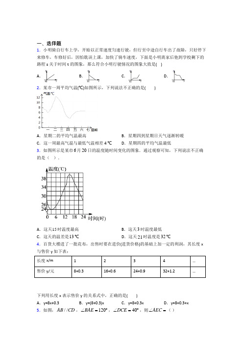 【鲁教版】七年级数学下期中试卷(含答案)