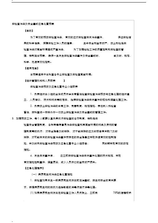 实验室污染与安全事故应急处置预案