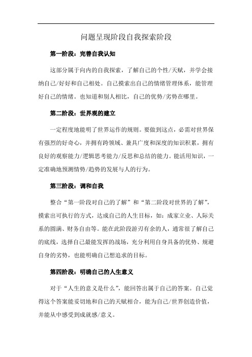 问题呈现阶段自我探索阶段