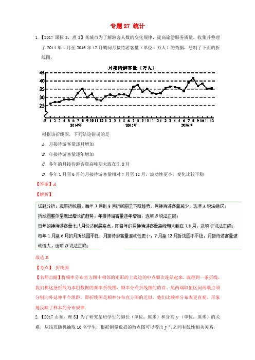 三年高考2015_2017高考数学试题分项版解析专题7统计理