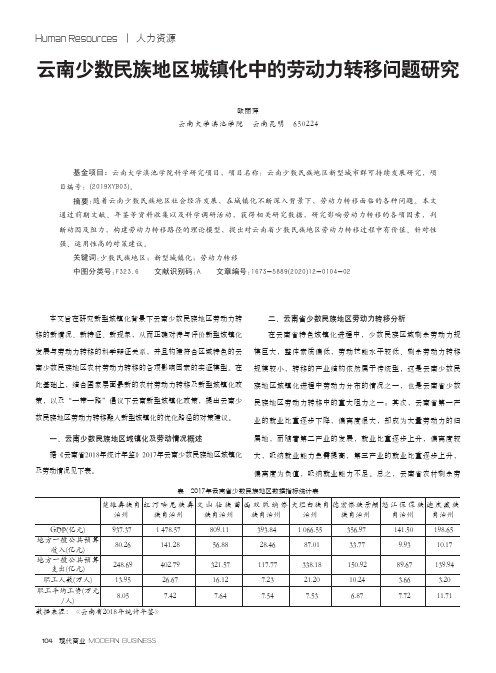 云南少数民族地区城镇化中的劳动力转移问题研究