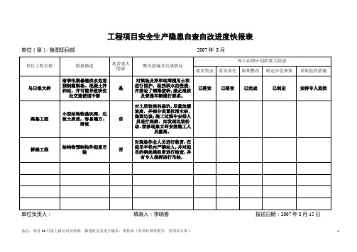 安全生产隐患自查自改进度快报表[1]