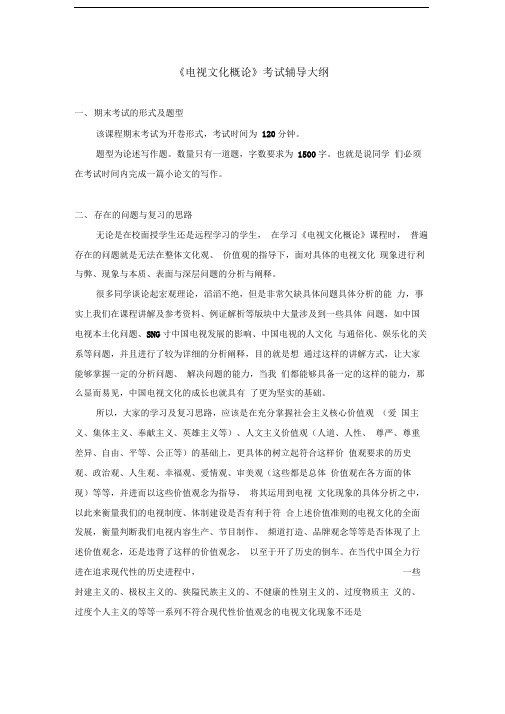 《电视文化概论》考试辅导大纲