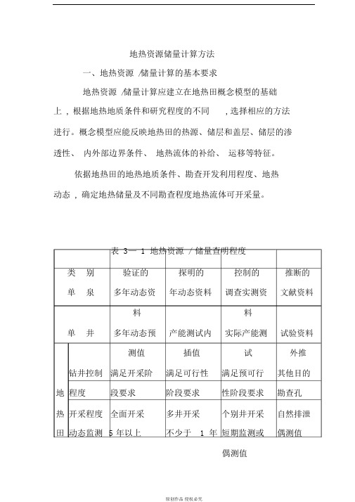地热资源储量计算方法