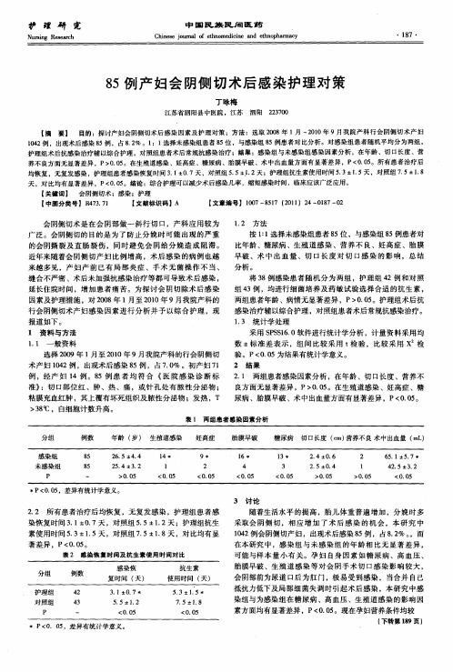 85例产妇会阴侧切术后感染护理对策