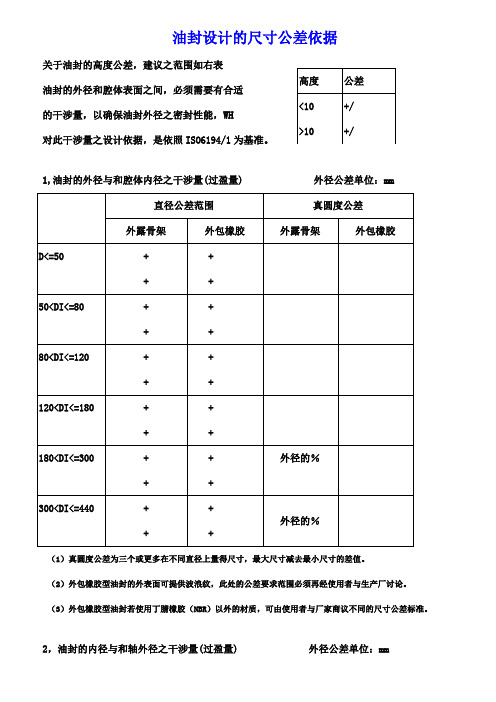 骨架油封尺寸公差标准