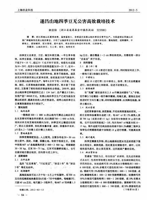 遂昌山地四季豆无公害高效栽培技术