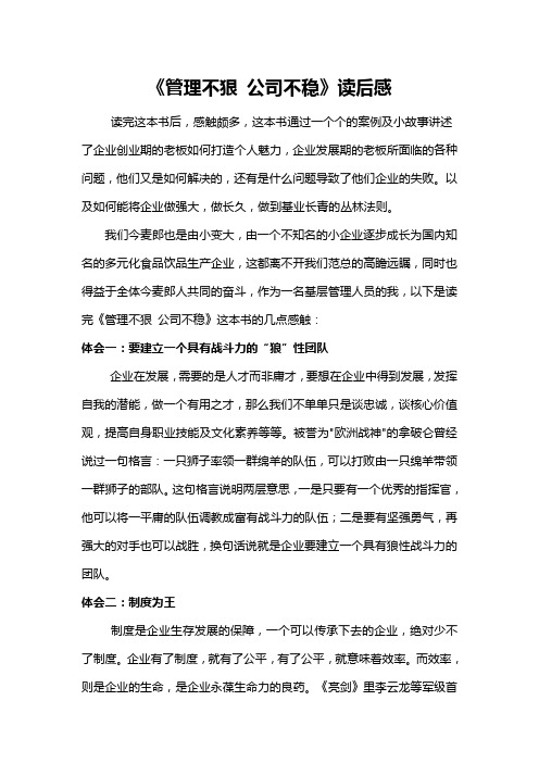 《管理不狠 公司不稳》读后感