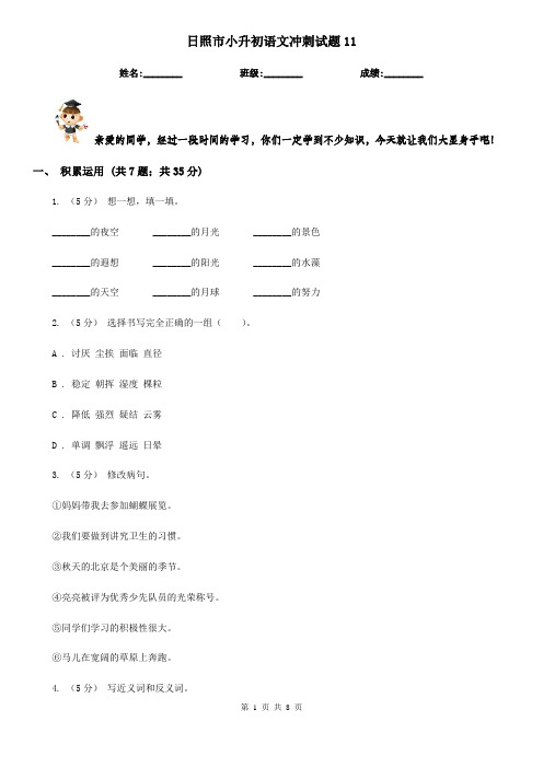 日照市小升初语文冲刺试题11