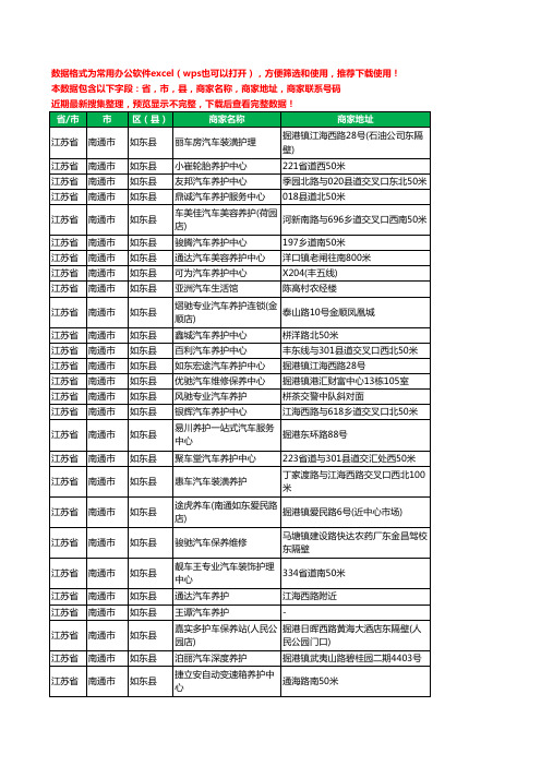 2020新版江苏省南通市如东县汽车保养工商企业公司商家名录名单联系电话号码地址大全104家