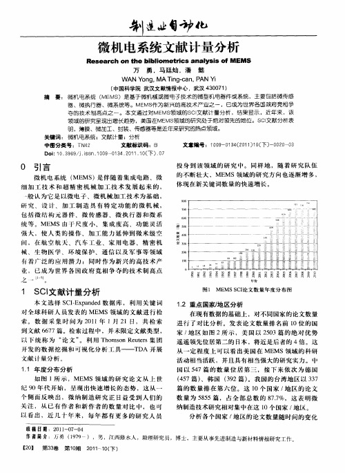 微机电系统文献计量分析