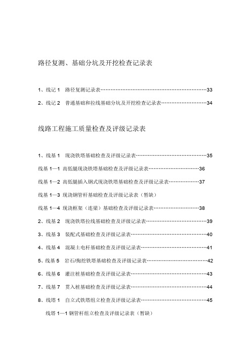 电力线路工程施工质量检查及评级记录表word精品