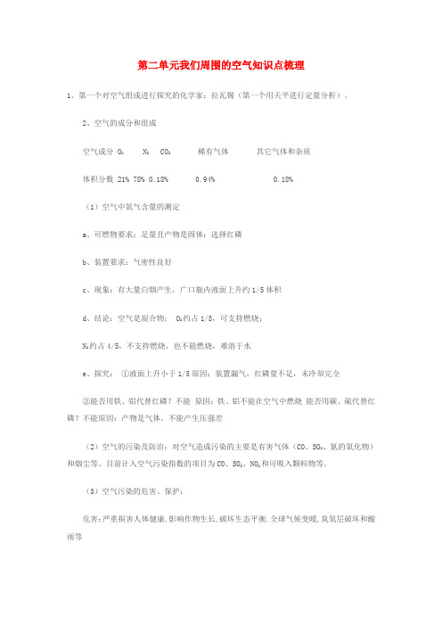 最新-九年级化学 第二单元我们周围的空气知识点梳理 