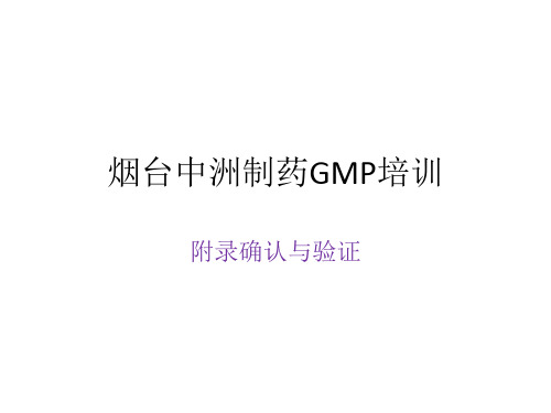 GMP附录确认与验证