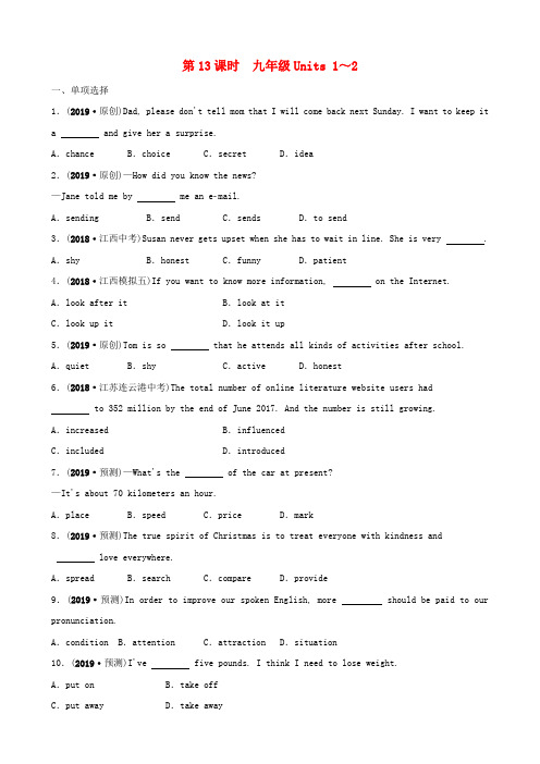 2019年中考英语总复习第13课时九全Units1_2练习9