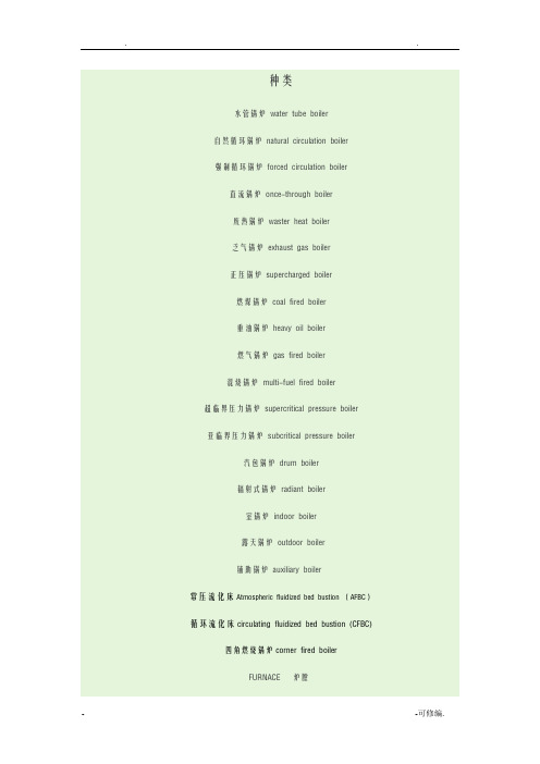 锅炉专业术语大全中英文