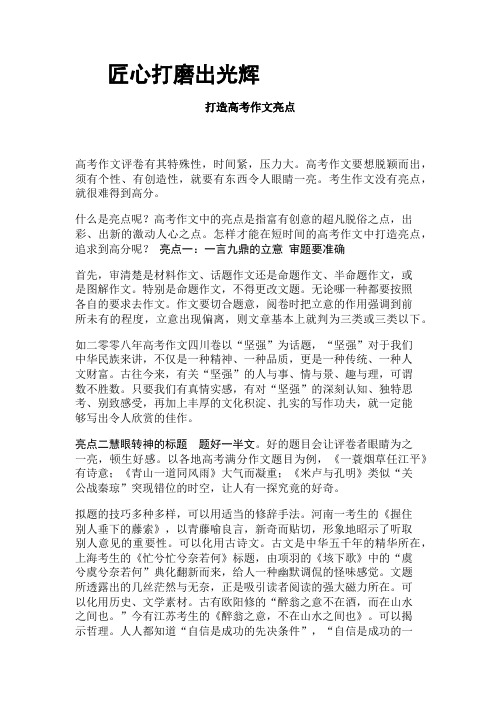 打造高考作文亮点-【名师经典教学资料】