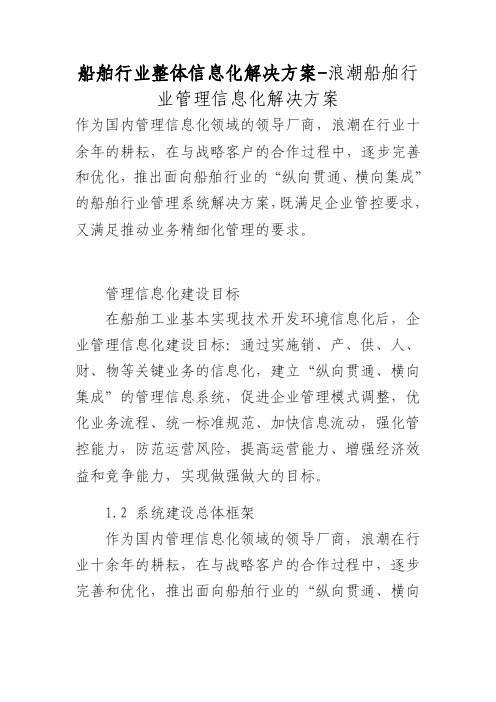 船舶行业整体信息化解决方案-浪潮船舶行业管理信息化解决方案