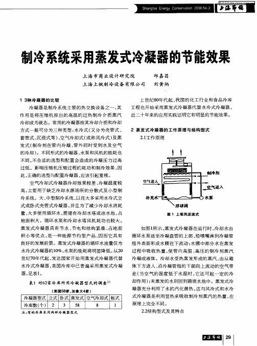 制冷系统采用蒸发式冷凝器的节能效果
