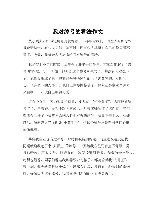 我对绰号的看法作文