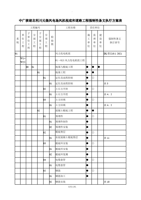 强制性条文执行计划表