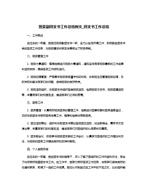 班委副团支书工作总结例文_团支书工作总结