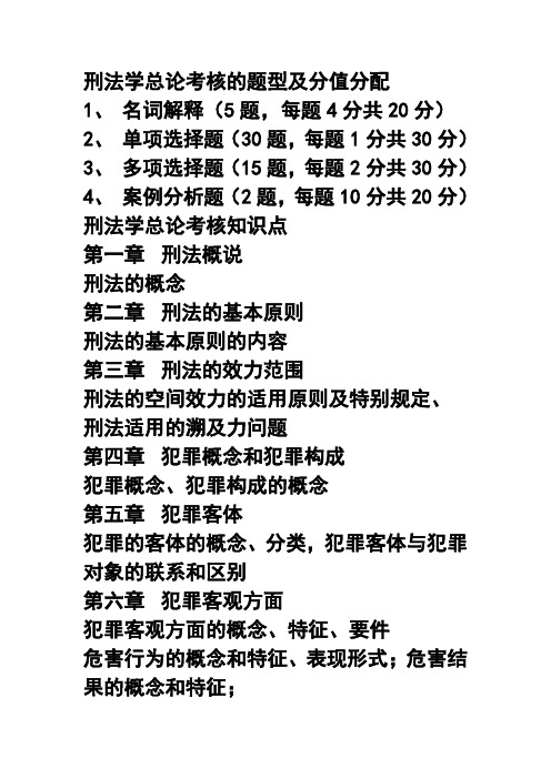 刑法学总论考核知识点
