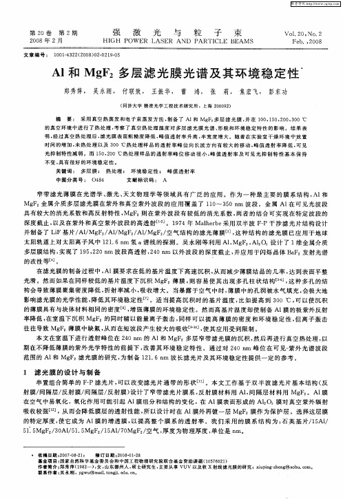 Al和MgF2多层滤光膜光谱及其环境稳定性