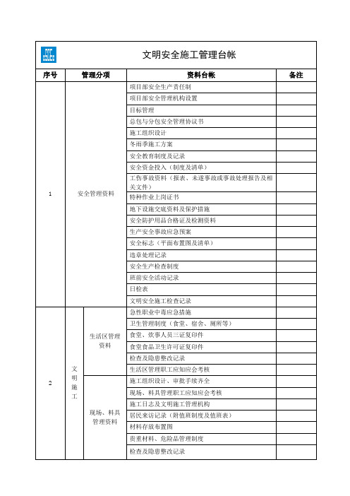 文明安全施工管理台帐