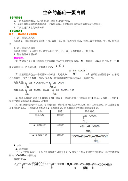 高二化学选修一       蛋白质   专题练习解析